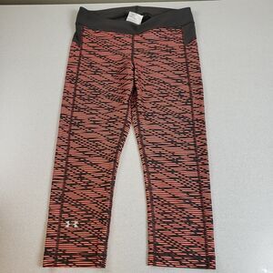 Under Armour Womens Heatgear Peach Black Regular Fit Sweatpants Size Medium